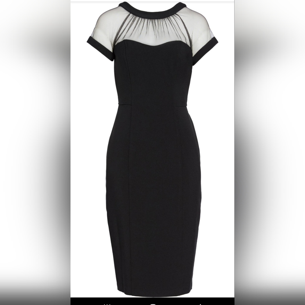 Maggy London illusion yoke crepe cocktail dress